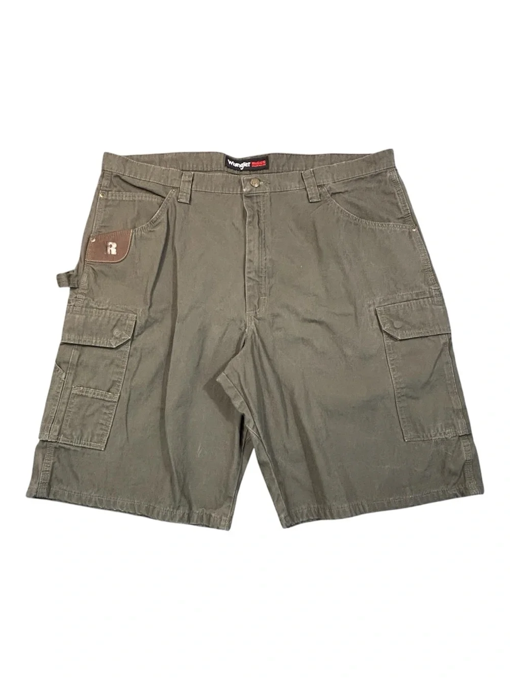 Wrangler RIGGS Workwear Carpenter Ripstop Shorts Mens 42 Green Canvas Cargo Duty